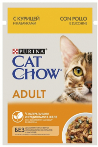 Cat Chow Adult с Курицей и Кабачками в желе